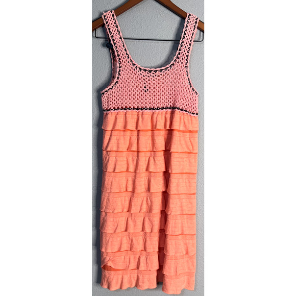 Moon River Womens Size Small Midi Dress Ruffle Crochet Flapper Tank Striped BOHO - Picture 5 of 12